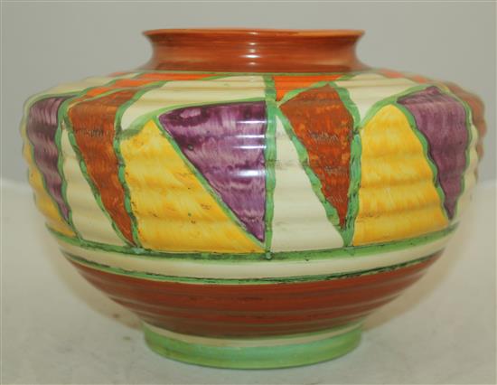 A Clarice Cliff original Bizarre 356 shape vase, c.1928, 16.5cm